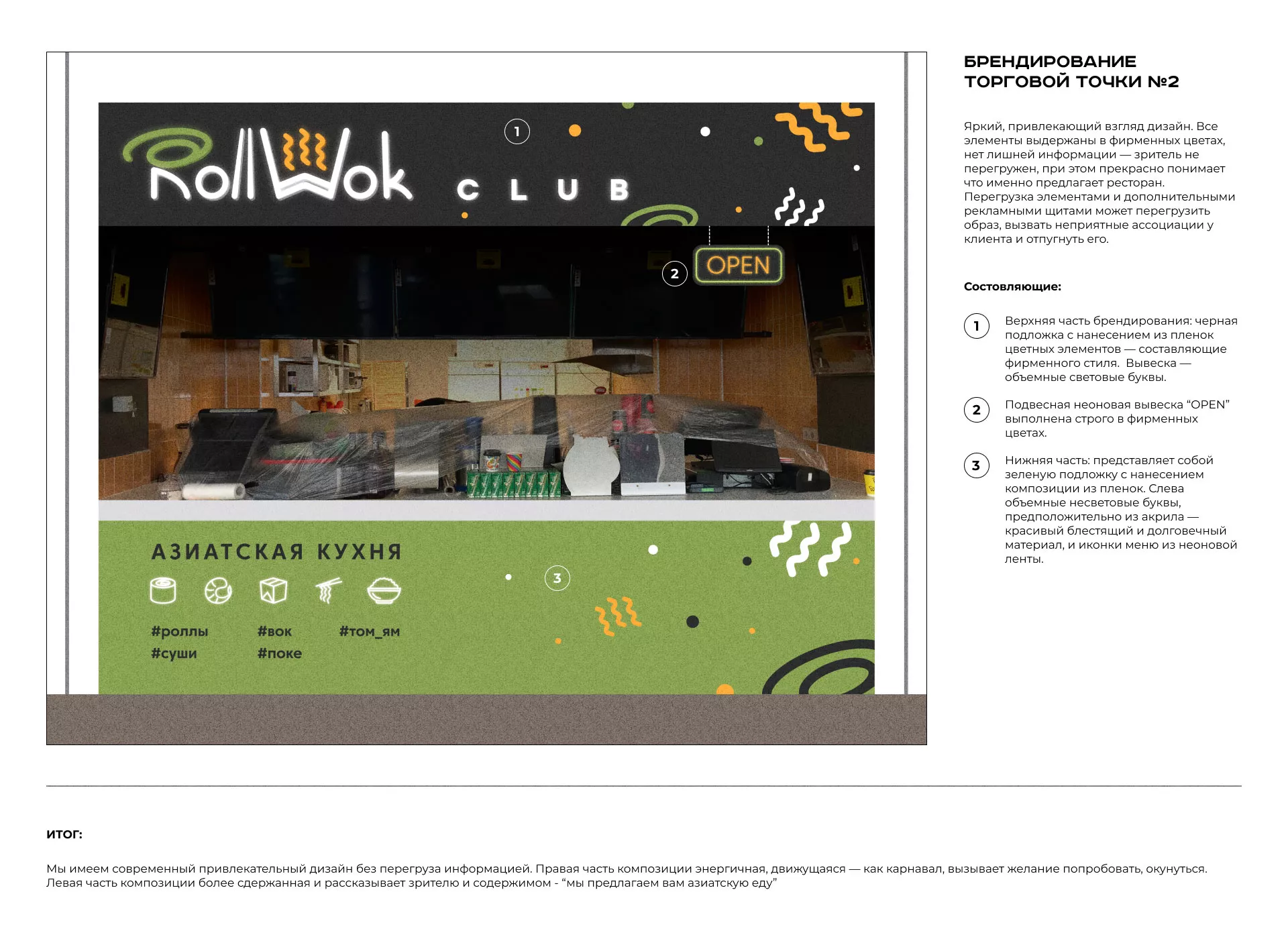 Брендирование торговых точек суши-бара «Roll Wok Club» в Советской Гавани